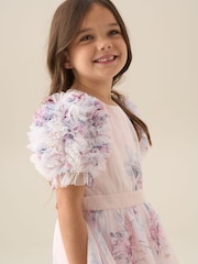 Angel & Rocket Pink Florence Blush Ruffle Sleeve Mesh Dress - Image 2 of 8