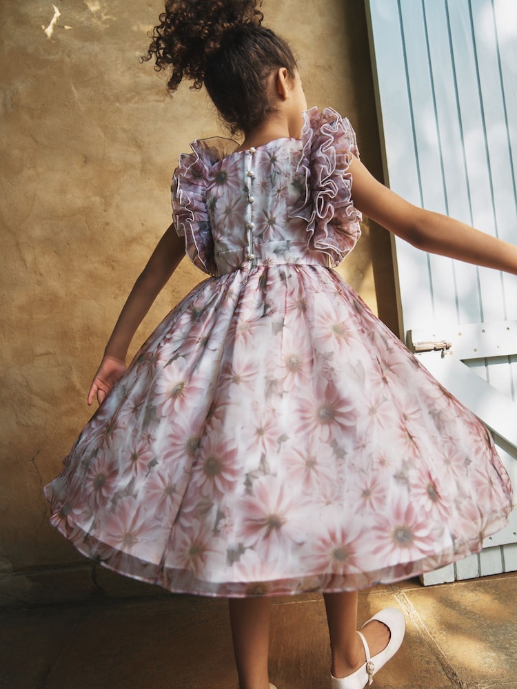 organza ruffle sleeve dress Ruffle Sleeve Short Dress In White Appliqu Organza 6