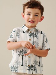 Angel & Rocket Blue Jamie Palm Stripe Short Sleeve Shirt - Image 1 of 6