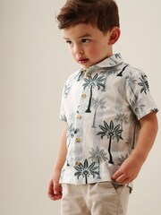 Angel & Rocket Blue Jamie Palm Stripe Short Sleeve Shirt - Image 2 of 6