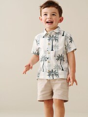 Angel & Rocket Blue Jamie Palm Stripe Short Sleeve Shirt - Image 4 of 6