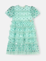 Angel & Rocket Green Bea Mesh Frill Dress - Image 1 of 3