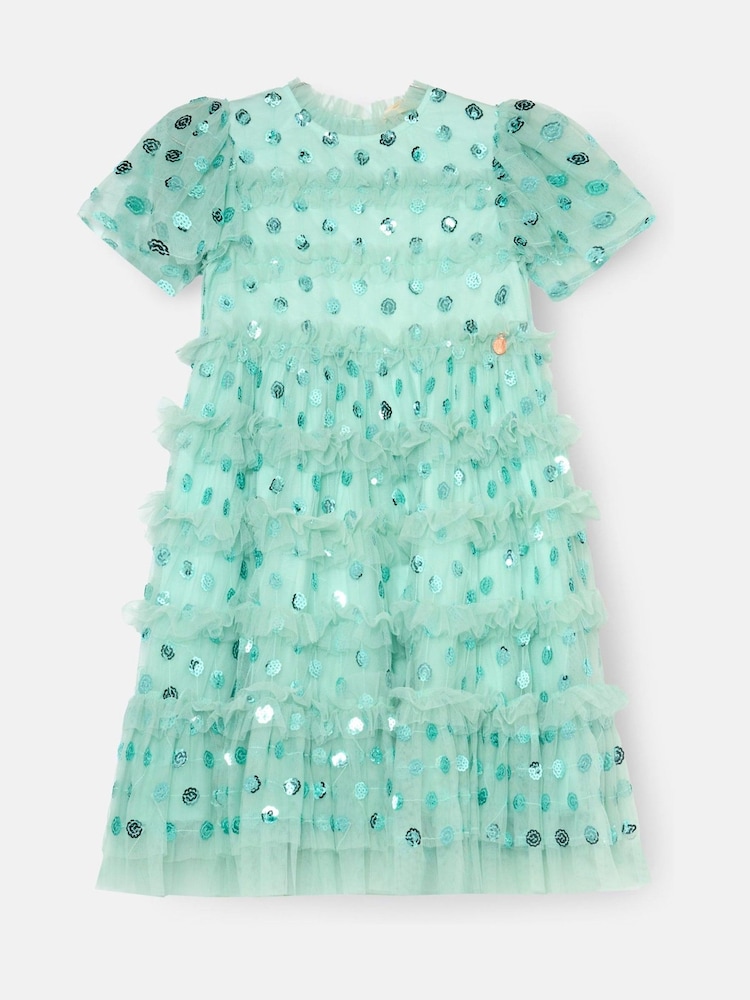 Angel & Rocket Green Bea Mesh Frill Dress - Image 1 of 3