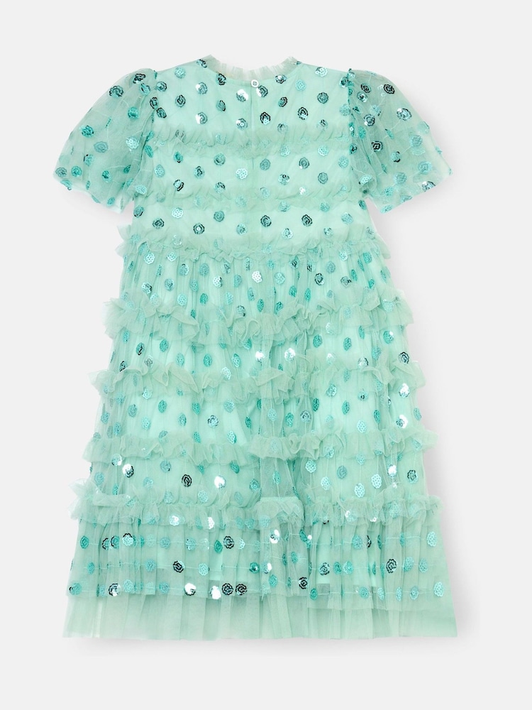 Angel & Rocket Green Bea Mesh Frill Dress - Image 2 of 3