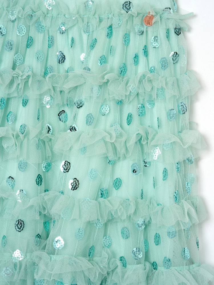 Angel & Rocket Green Bea Mesh Frill Dress - Image 3 of 3