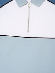 Angel & Rocket Blue Asher Blocked Pique Zip Polo Shirt - Image 7 of 7