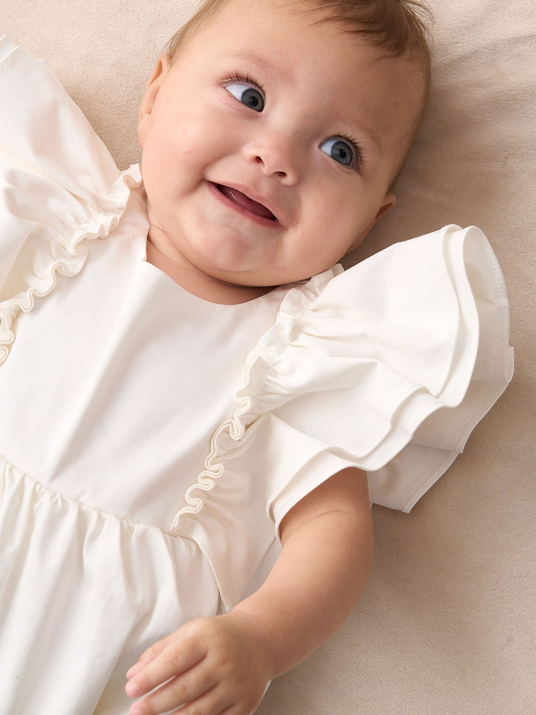 Buy Angel & Rocket White Lily Double Frill Sleeve Romper from the