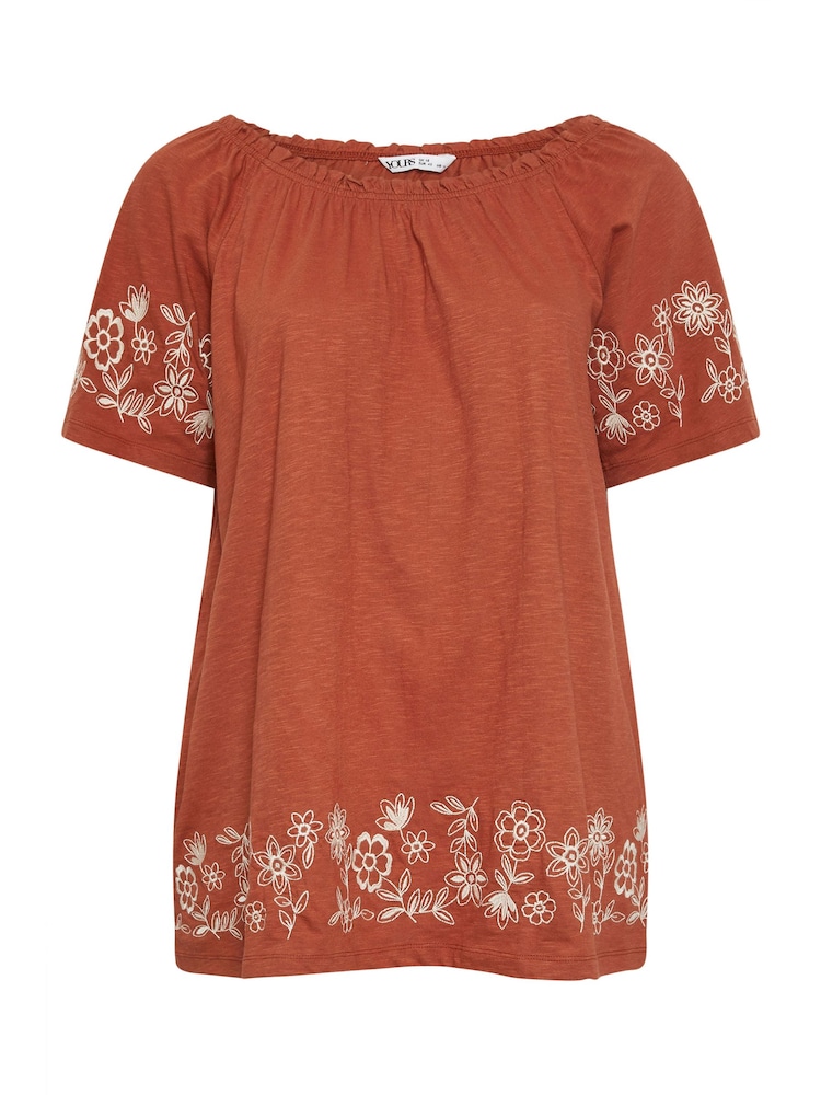 Orange - Yours Curve Bardot-Top mit Stickereidetail aus 100 % Baumwolle - Bild 5 von 5 Orange - Yours Curve Bardot-Top mit Stickereidetail aus 100 % Baumwolle - Bild 5 von 5
