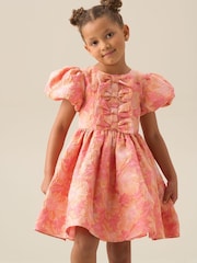 Angel & Rocket Pink Georgia Bow Jacquard Dress - Image 1 of 9