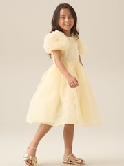Angel & Rocket Yellow Francine Embellished Puff Sleeve Dress - Image 2 of 8