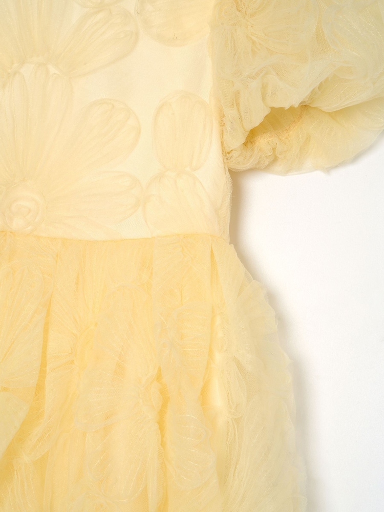 Angel & Rocket Yellow Francine Embellished Puff Sleeve Dress - Image 8 of 8 Angel & Rocket Yellow Francine Embellished Puff Sleeve Dress - Image 8 of 8