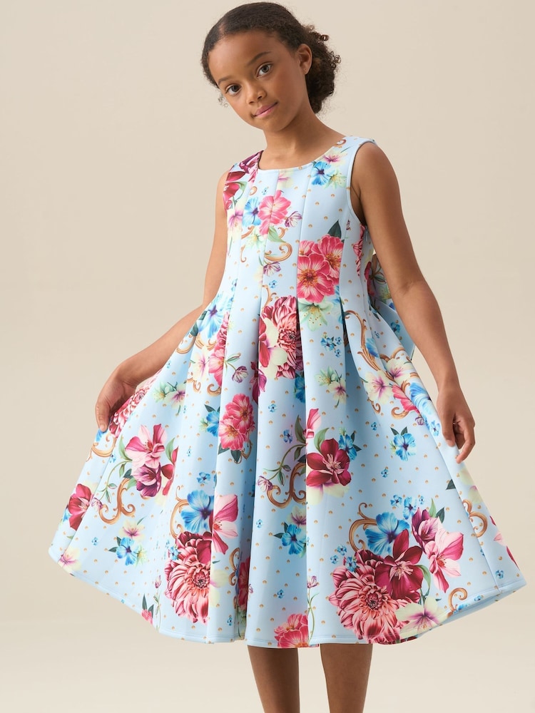 Angel & Rocket Blue Lola Pleated Fitted Dress - Image 1 of 7