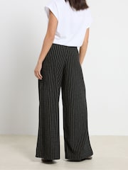 PixieGirl Petite Black Pinstripe Palazzo Wide Leg Trousers - Image 3 of 5