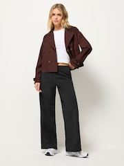 PixieGirl Petite Black Scuba Crepe Wide Leg Trousers - Image 1 of 5