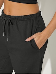 PixieGirl Petite Black Thin Waistband Wide Leg Joggers - Image 4 of 5