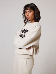LOVALL Natural Oversized Long Sleeve Sweatshirt - Image 3 of 4