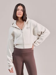 LOVALL Natural Long Sleeve Crop Zip Hoodie - Image 1 of 4