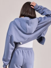 LOVALL Blue Long Sleeve Crop Zip Hoodie - Image 3 of 4