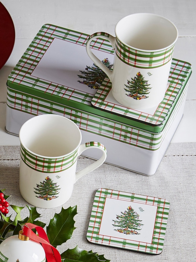 Spode 5 Piece Multi Christmas Tree 2025 Annual Mug & Tin Set - Image 1 of 6