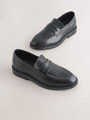 Black Leather Slip on School Shoes - Image 1 of 5