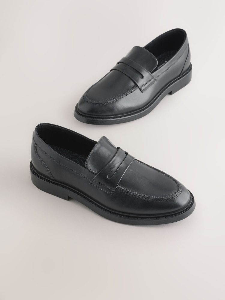 Black Leather Slip on School Shoes - Image 1 of 5 Black Leather Slip on School Shoes - Image 1 of 5