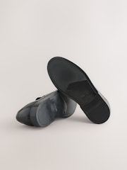 Black Leather Slip on School Shoes - Image 3 of 5