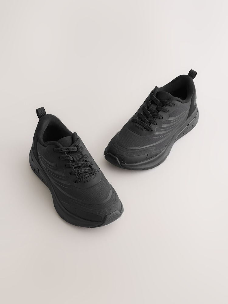 Black Standard Fit (F) Elastic Lace Trainers - Image 1 of 5