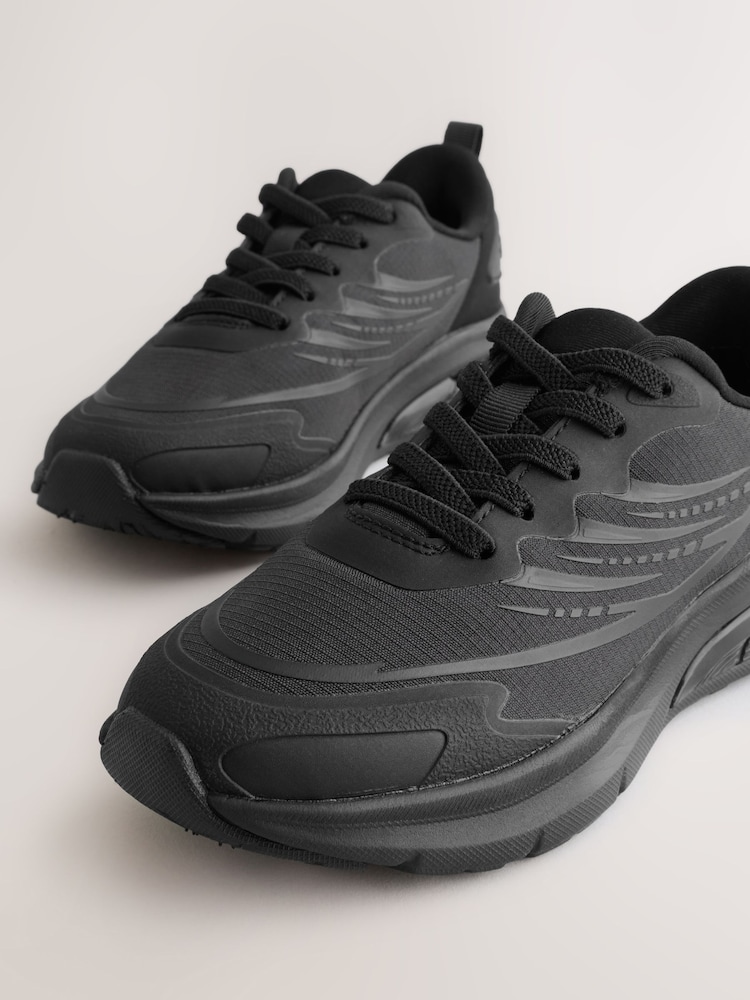 Black Standard Fit (F) Elastic Lace Trainers - Image 5 of 5