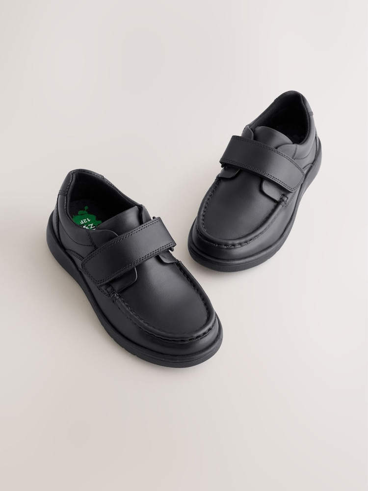 Black Standard Fit (F) Leather Touch Fastening School Shoes - Image 1 of 5 Black Standard Fit (F) Leather Touch Fastening School Shoes - Image 1 of 5
