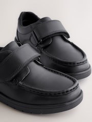 Black Standard Fit (F) Leather Touch Fastening School Shoes - Image 4 of 5