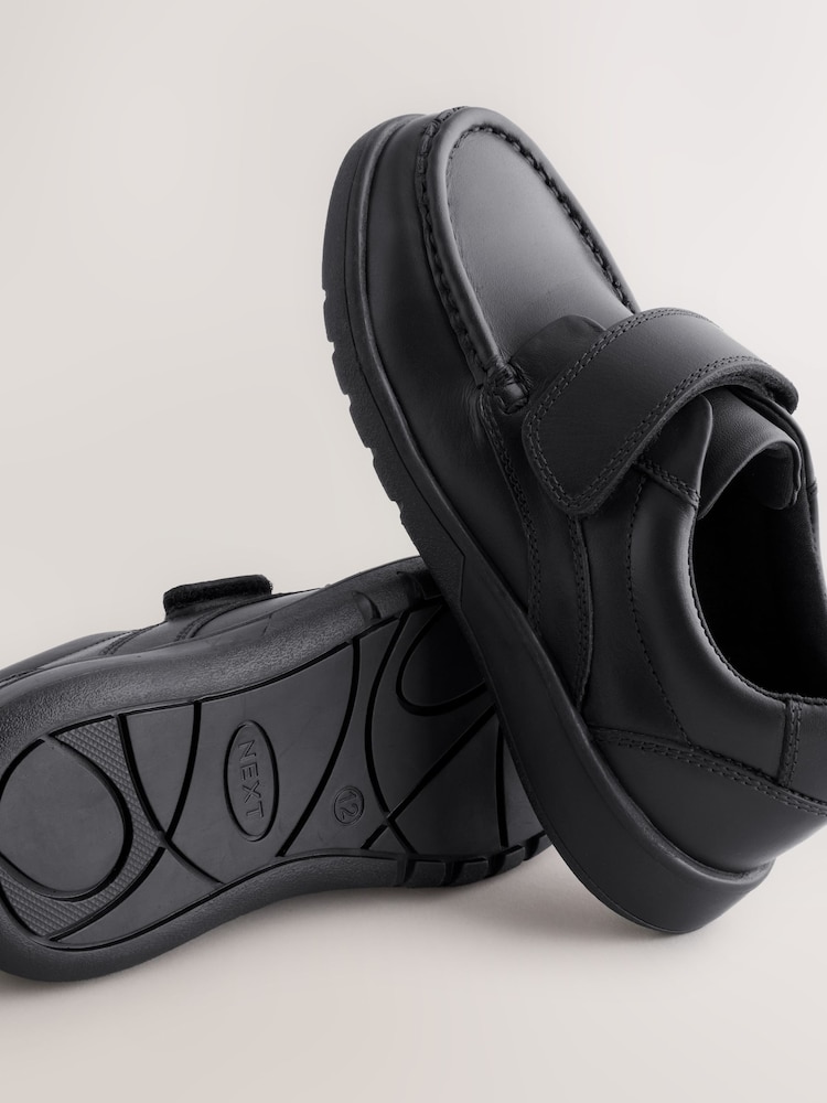 Black Standard Fit (F) Leather Touch Fastening School Shoes - Image 5 of 5 Black Standard Fit (F) Leather Touch Fastening School Shoes - Image 5 of 5