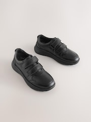Black Football Leather Touch Fastening School Shoes - Image 1 of 5
