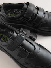 Black Football Leather Touch Fastening School Shoes - Image 3 of 5