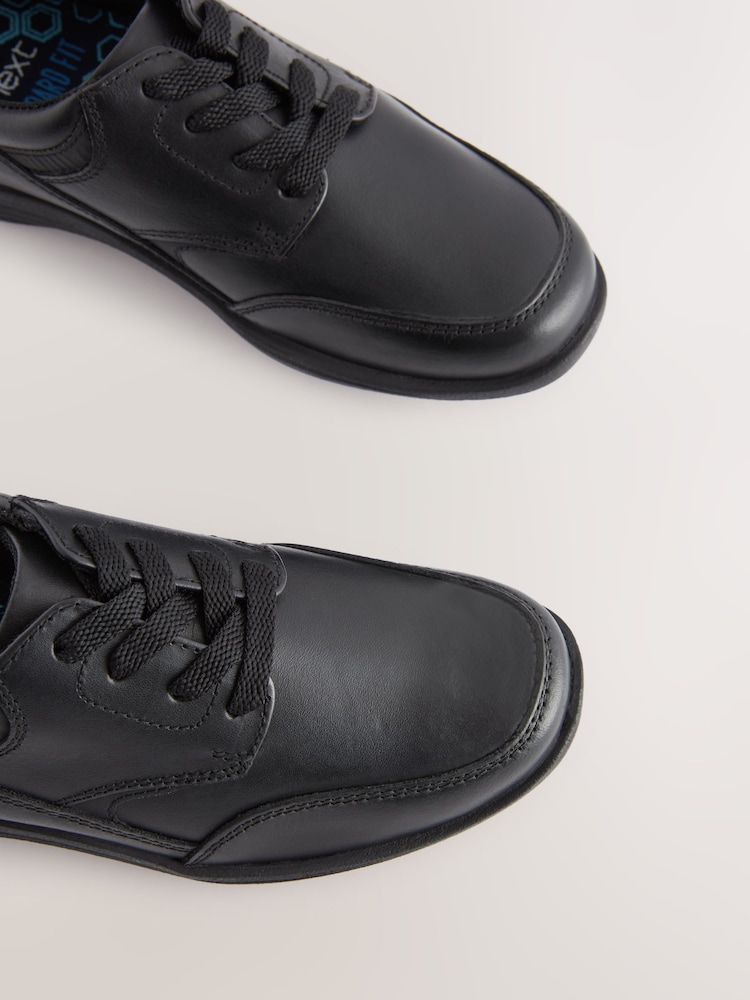 Black Extra Wide Fit (H) School Leather Lace-Up Shoes - Image 5 of 5