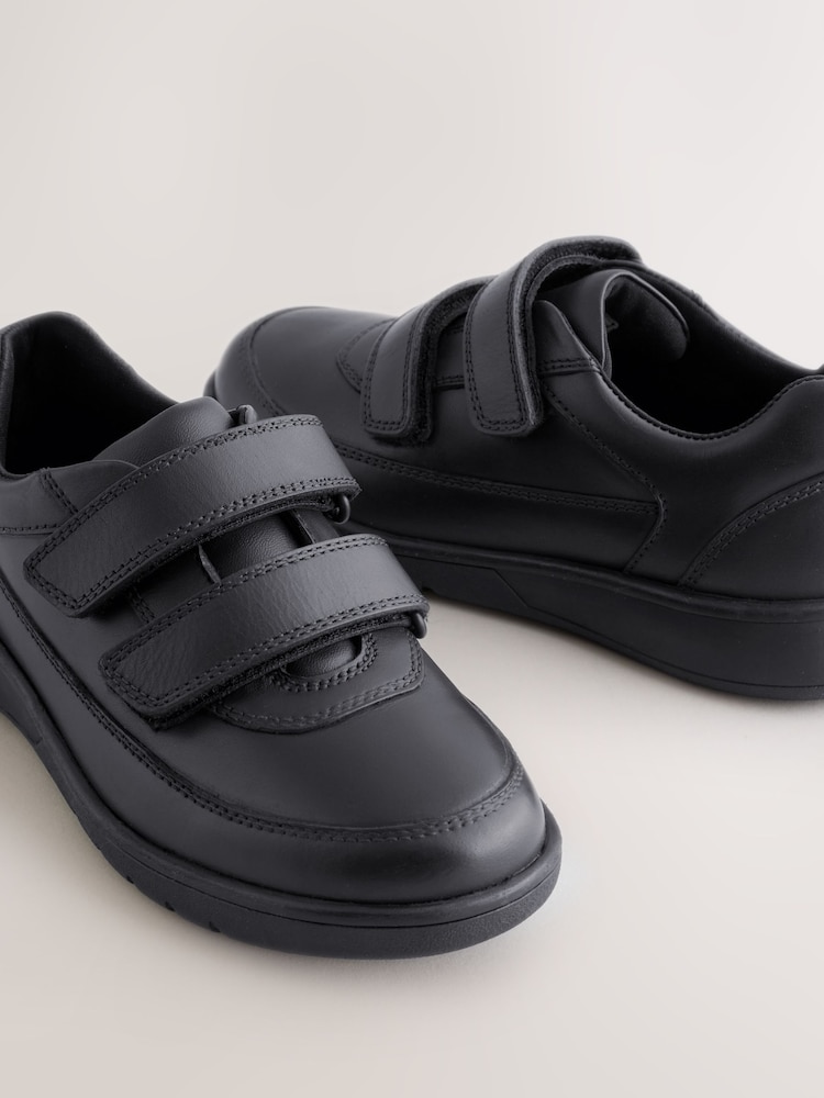Black Standard Fit (F) Leather 2 Strap Touch Fastening School Shoes - Image 5 of 5 Black Standard Fit (F) Leather 2 Strap Touch Fastening School Shoes - Image 5 of 5