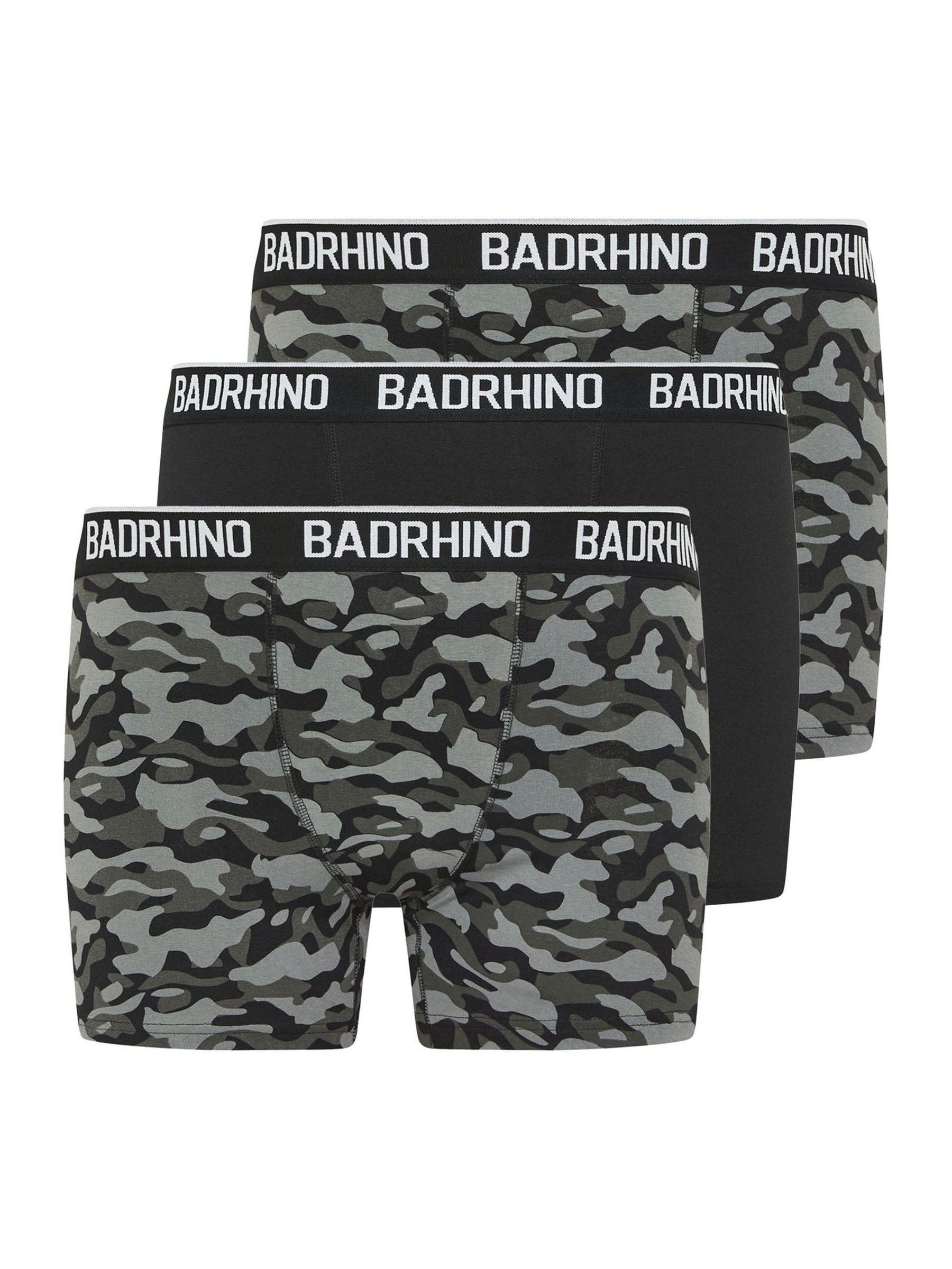 Badrhino Big & Tall Men's Black Camo Boxers 3 Pack