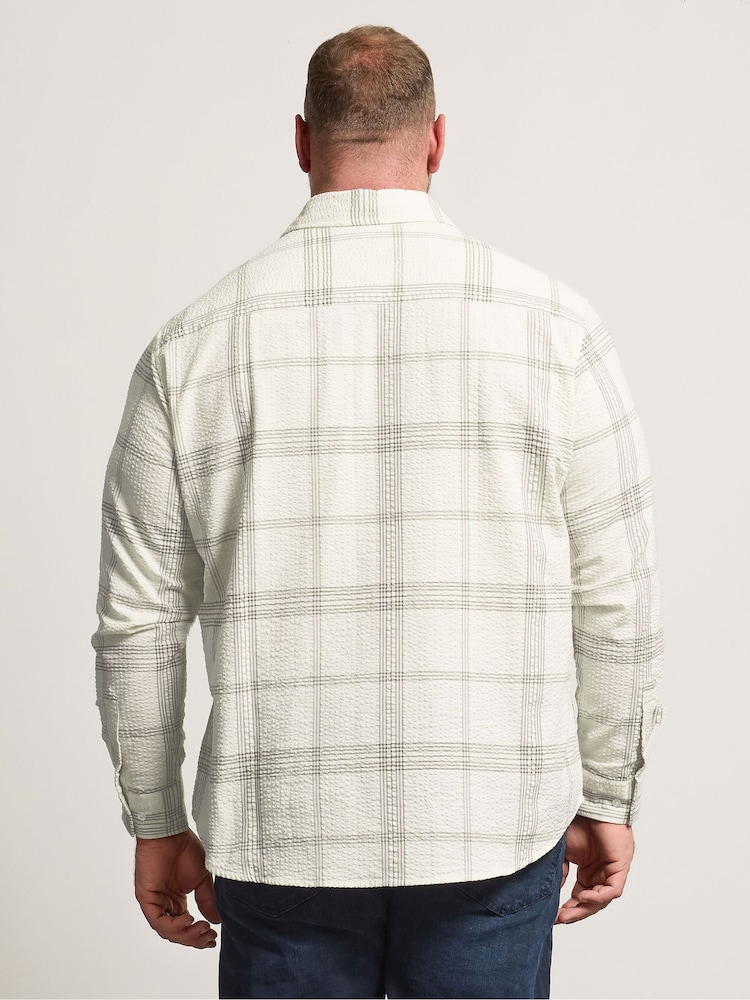 BadRhino Big & Tall Brown Check Seersucker Long Sleeve Shirt - Image 2 of 6