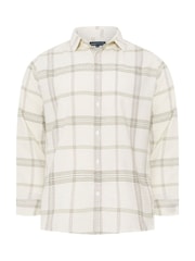 BadRhino Big & Tall Brown Check Seersucker Long Sleeve Shirt - Image 5 of 6