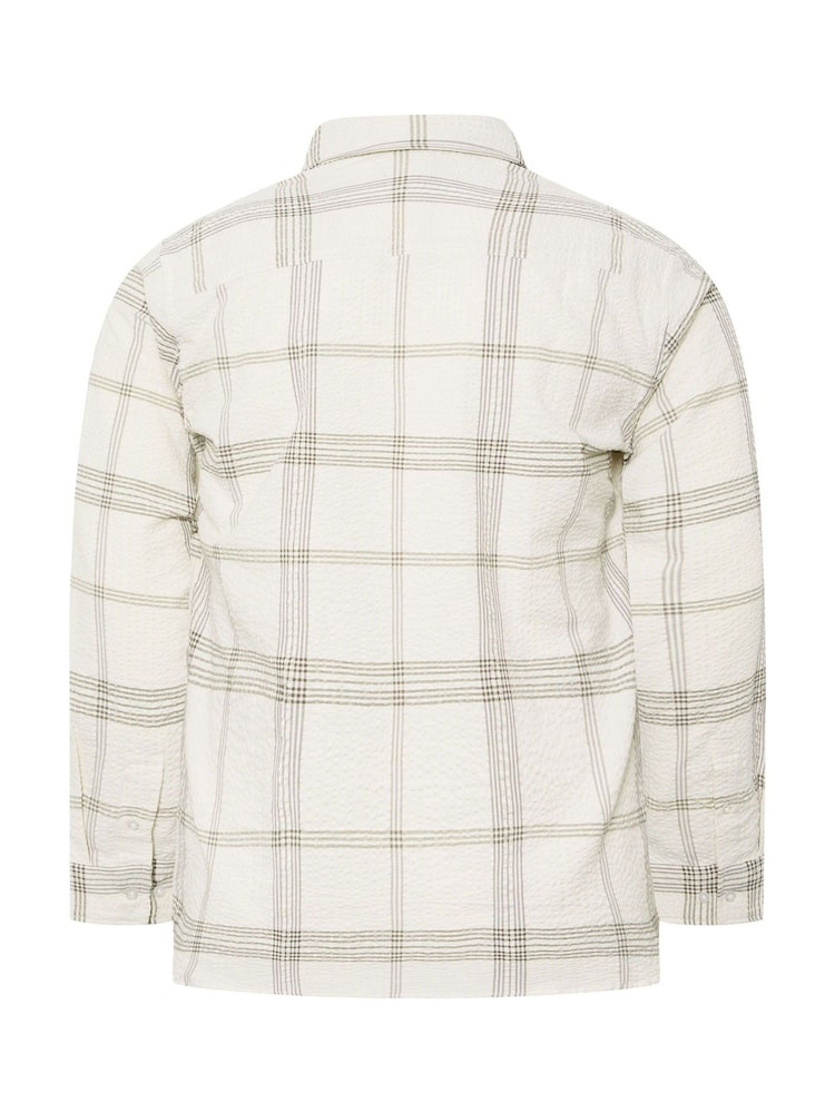 BadRhino Big & Tall Brown Check Seersucker Long Sleeve Shirt - Image 6 of 6