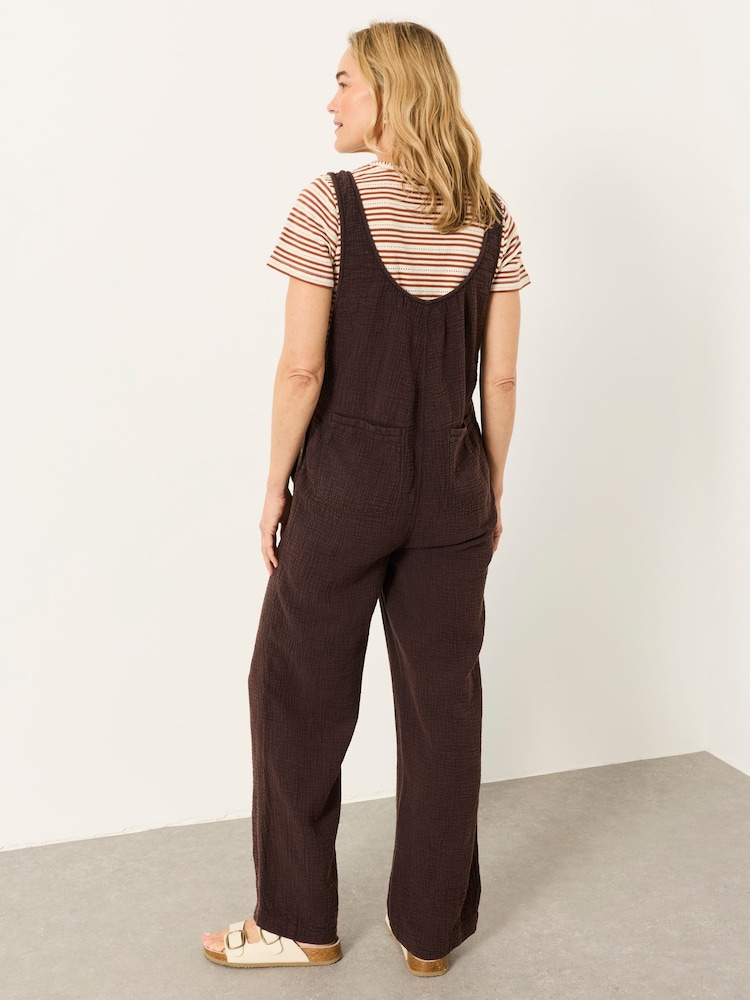 FatFace Chocolate Brown Petite Raffles Jumpsuit - Image 2 of 6