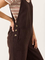 FatFace Chocolate Brown Petite Raffles Jumpsuit - Image 4 of 6