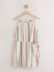 綠色條紋 - Linen Rich Wrap Skort Playsuit - 圖片 5/7