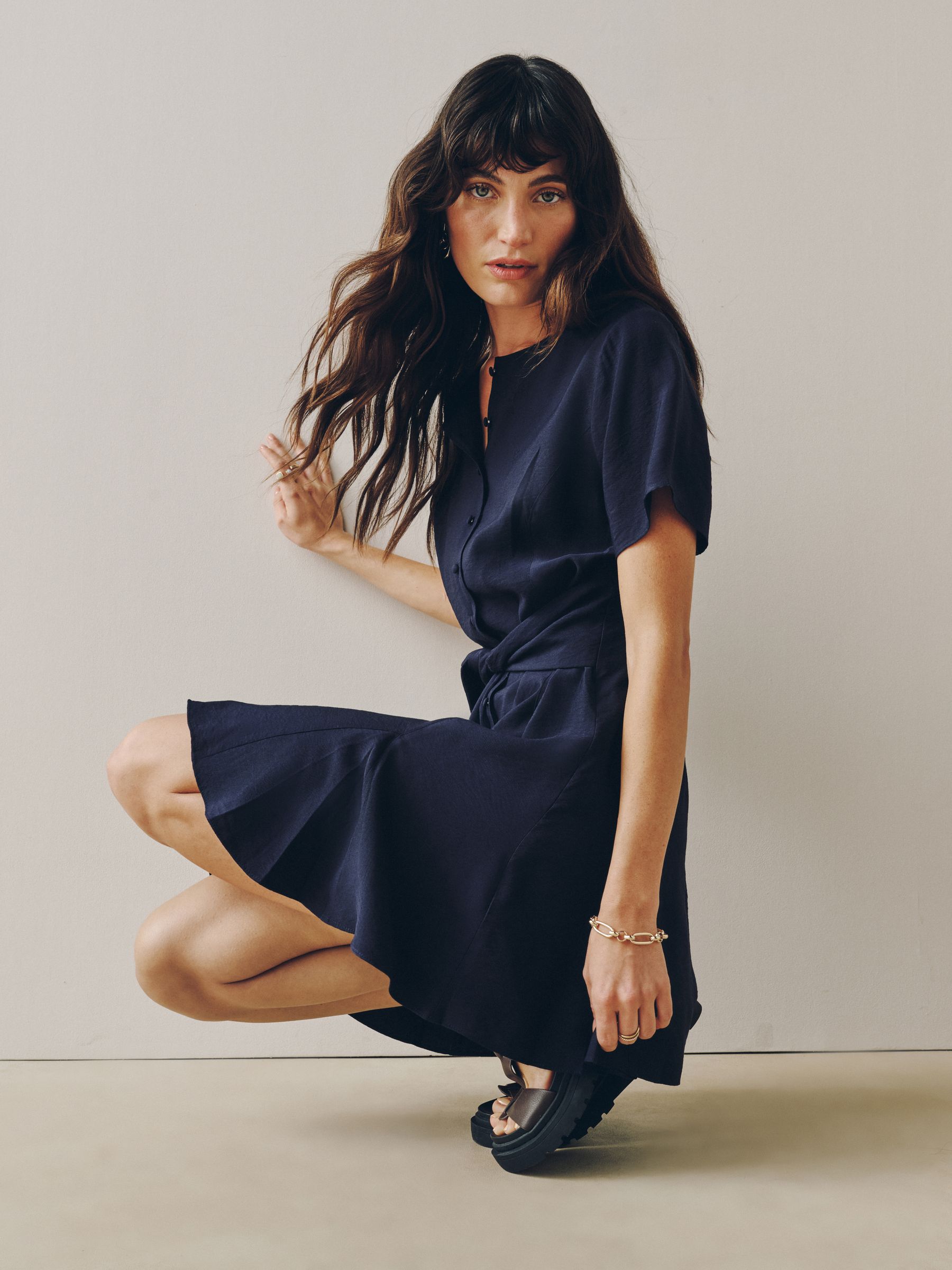 navy blue simple dress Womens Next Tie Waist Mini US 16 Tall Size:2-3 Years [High waist] 3rdpurchase Bridal Party in Black