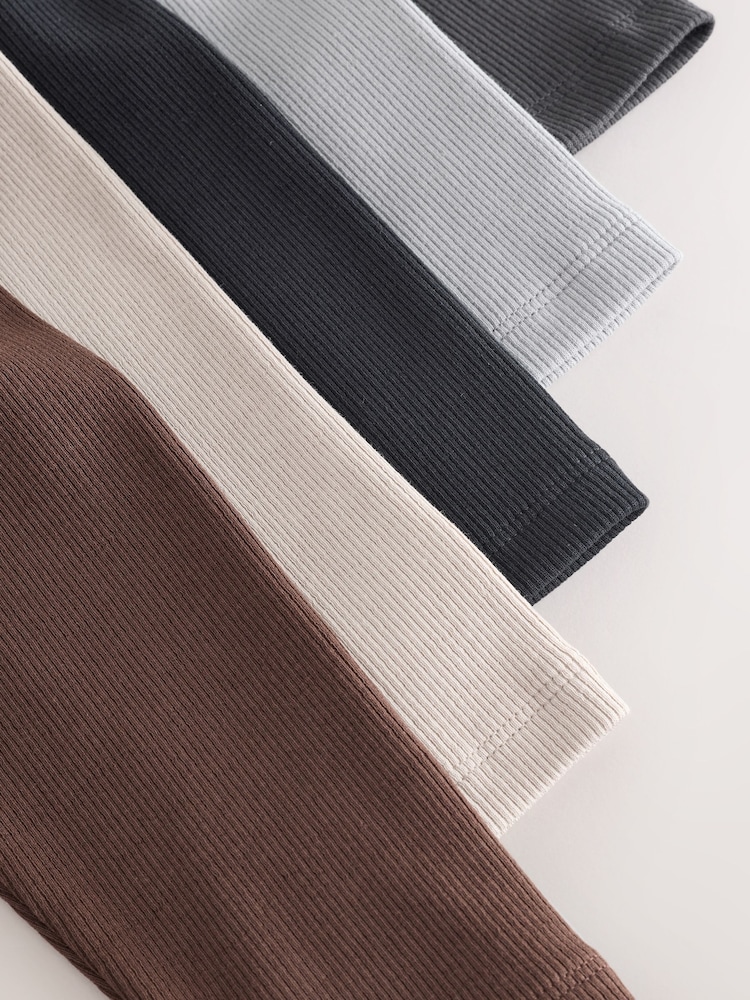 Brown/Grey Ribbed Leggings 5 Pack (3mths-7yrs) - Image 10 of 10