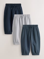 Blue/Navy Wide Cuffed Joggers 3 Pack (3mths-7yrs) - Image 1 of 7