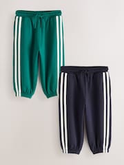 Navy/Green Cuffed Side Stripe Joggers 2 Pack (3mths-7yrs) - Image 1 of 6