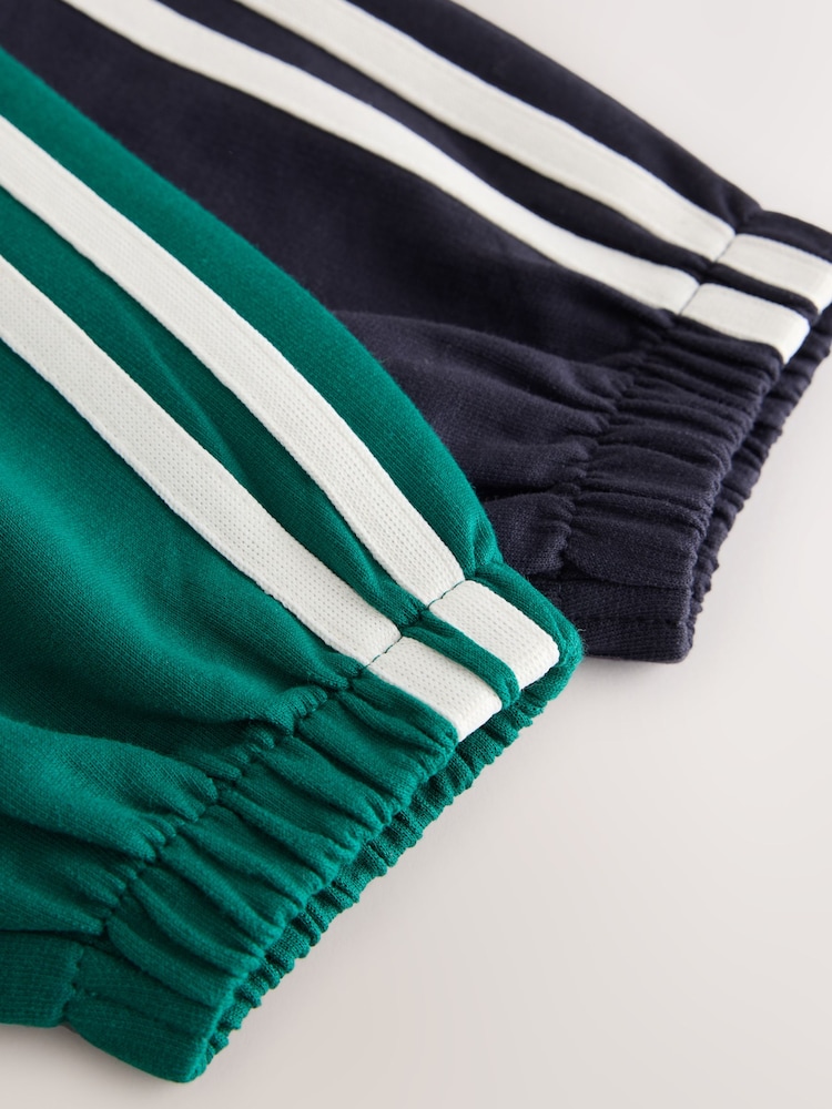 Navy/Green Cuffed Side Stripe Joggers 2 Pack (3mths-7yrs) - Image 6 of 6