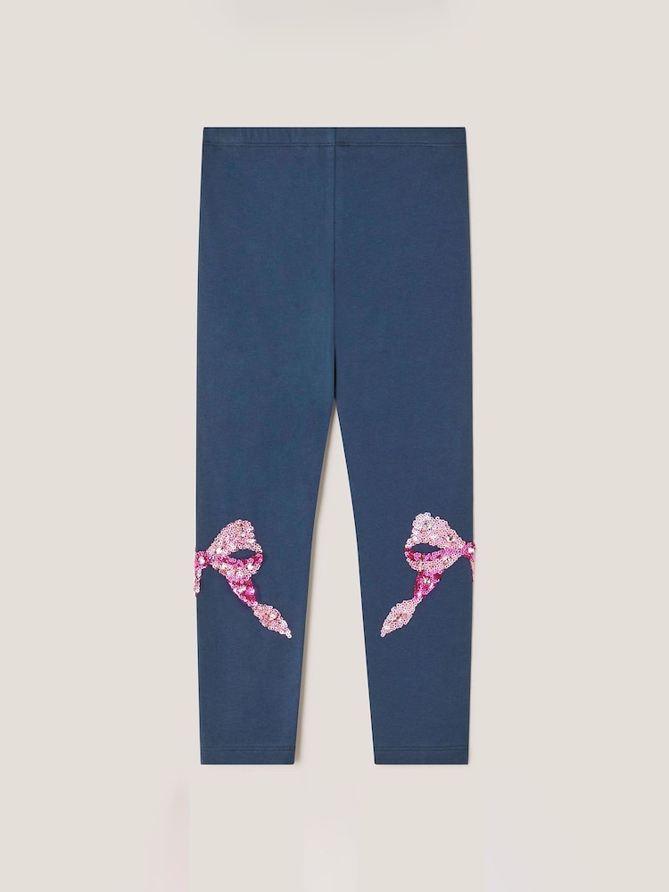 Monsoon Blue Sequin Bow Leggings - Image 2 of 4 Monsoon Blue Sequin Bow Leggings - Image 2 of 4