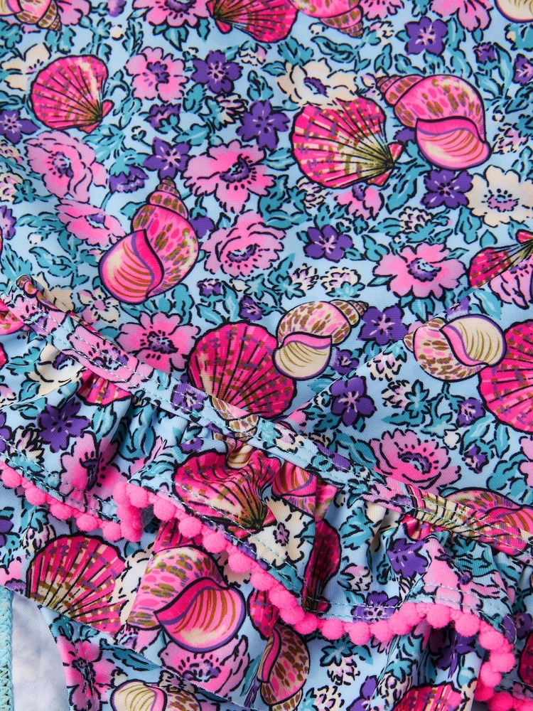 Monsoon Blue Floral Shell Print UPF50+ Long Sleeve Swim Set - Image 3 of 3 Monsoon Blue Floral Shell Print UPF50+ Long Sleeve Swim Set - Image 3 of 3