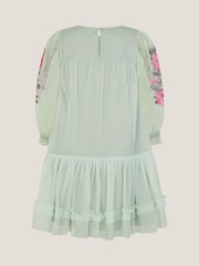 Monsoon Green Peony Embroidered Tulle Party Dress - Image 2 of 3